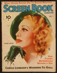 2d065 SCREEN BOOK magazine July 1935 cool art portrait of Ginger Rogers by Marland Stone!