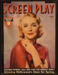 2d074 SCREEN PLAY magazine April 1937 Virginia Bruce, great article about tragic stars' deaths!