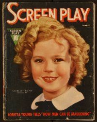 2d078 SCREEN PLAY magazine August 1937 great portrait of cute Shirley Temple by James Doolittle!