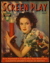 2d071 SCREEN PLAY magazine January 1937 portrait of sexy Maureen O'Sullivan by Edwin Bower Hesser!