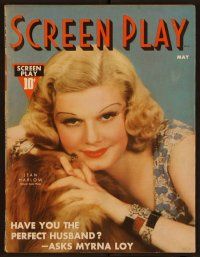 2d075 SCREEN PLAY magazine May 1937 portrait of sexy Jean Harlow by James Doolittle!