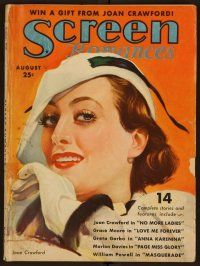 2d087 SCREEN ROMANCES magazine August 1935 cool artwork of Joan Crawford from No More Ladies!