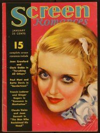 2d081 SCREEN ROMANCES magazine January 1935 wonderful art of Bette Davis by Morr Kusnet!