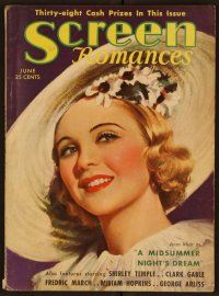 2d085 SCREEN ROMANCES magazine June 1935 art of pretty Jean Muir in cool hat by Marland Stone!