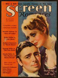 2d082 SCREEN ROMANCES magazine March 1935 art of Ronald Colman & Loretta Young by Morr Kusnet!