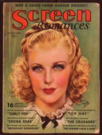 2d088 SCREEN ROMANCES magazine September 1935 art of Ginger Rogers from Top Hat by Earl Christy!