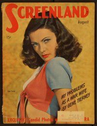 2d107 SCREENLAND magazine August 1943 sexy Gene Tierney's problems as a war wife!