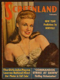 2d101 SCREENLAND magazine February 1943 portrait of sexy Ginger Rogers from Once Upon a Honeymoon!