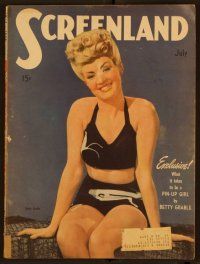 2d106 SCREENLAND magazine July 1943 sexy Betty Grable tells how to be a pin-up girl!