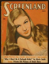 2d102 SCREENLAND magazine March 1943 sexiest Veronica Lake with peekaboo hair by Whitey Schafer!