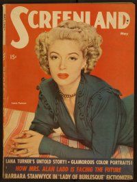 2d104 SCREENLAND magazine May 1943 portrait of sexy Lana Turner from Slightly Dangerous!