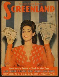 2d098 SCREENLAND magazine November 1942 great portrait of Dorothy Lamour holding war bonds!