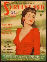 2d096 SCREENLAND magazine September 1942 portrait of sexy Joan Fontaine from The Constant Nymph!