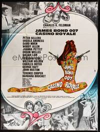 2e321 CASINO ROYALE French 1p '67 all-star Bond spy spoof, sexy psychedelic art + photo montage!
