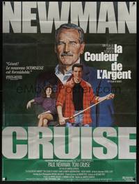 2e328 COLOR OF MONEY French 1p '86 Robert Tanenbaum art of Paul Newman & Tom Cruise playing pool!