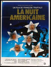 2e339 DAY FOR NIGHT French 1p '73 Francois Truffaut with movie camera, Jacqueline Bisset