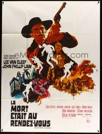 2e341 DEATH RIDES A HORSE French 1p '67 cool artwork of cowboy Lee Van Cleef by Jack Thurston!