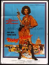 2e382 FRIDAY FOSTER French 1p '77 artwork of sexiest Pam Grier with gun and camera!