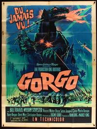 2e400 GORGO French 1p '61 great artwork of giant monster terrorizing city by Roger Soubie!