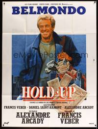 2e412 HOLD-UP French 1p '85 art of Jean-Paul Belmondo with money in his golf bag by Michel Jouin!