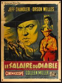 2e469 MAN IN THE SHADOW French 1p '58 art of Chandler, Orson Welles & Colleen Miller by Grinsson!