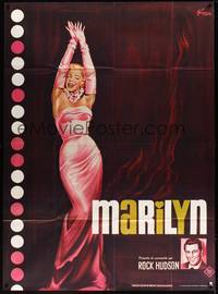 2e473 MARILYN French 1p R82 great sexy full-length art of Monroe + Rock Hudson too by Grinsson!