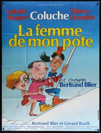 2e483 MY BEST FRIEND'S GIRL French 1p '84 Coluche, French sex, cartoon skiing art by Guerrier!