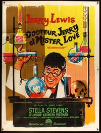2e493 NUTTY PROFESSOR French 1p '63 wacky different art of Jerry Lewis in laboratory!