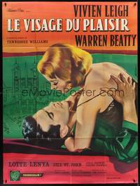 2e518 ROMAN SPRING OF MRS. STONE French 1p '61 art fo Beatty about to kiss Leigh by Jean Mascii!