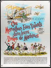 2e556 THOSE MAGNIFICENT MEN IN THEIR FLYING MACHINES French 1p '65 wacky art of early airplanes!