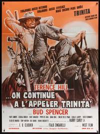2e573 TRINITY IS STILL MY NAME French 1p '71 wacky art of cowboy Terence Hill relaxing on horse!