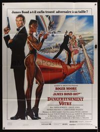 2e581 VIEW TO A KILL Cineposter commercial French poster '85 art of Roger Moore as James Bond 007 by Gouzee!