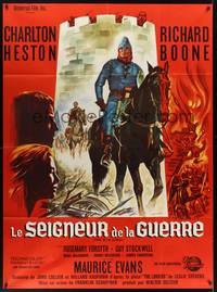 2e585 WAR LORD French 1p '65 different art of Charlton Heston on horseback by Guy Gerard Noel!
