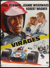 2e595 WINNING French 1p '69 Paul Newman, Woodward, different Indy car racing art by Busserko!