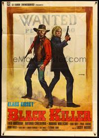2e014 BLACK KILLER Italian 1p '71 art of wanted Klaus Kinski & Antonio Cantafora by P. Franco!