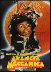 2e024 CLOCKWORK ORANGE Italian 1p R82 Stanley Kubrick classic, best art of Malcolm McDowell!