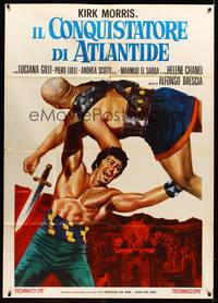 2e025 CONQUEROR OF ATLANTIS Italian 1p R72 art of Kirk Morris as Hercules by Luca Crovato!