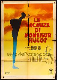 2e085 MR. HULOT'S HOLIDAY Italian 1p R61 Les vacances de Monsieur Hulot, art of Jacques Tati!