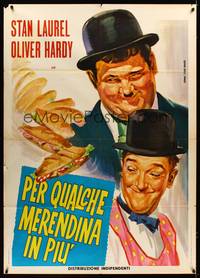 2e092 PER QUALCHE MERENDINA IN PIU Italian 1p '70 wonderful art of Laurel & Hardy by Piovano!