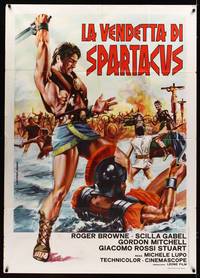 2e102 REVENGE OF SPARTACUS Italian 1p R70s art of Roger Browne in the title role by Aller!