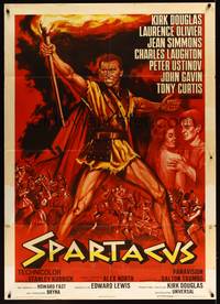 2e116 SPARTACUS Italian 1p R60s classic Stanley Kubrick & Kirk Douglas epic, cool gladiator artwork!
