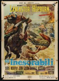 2e136 UNFORGIVEN Italian 1p R64 Burt Lancaster, John Huston, different art by Averardo Ciriello!