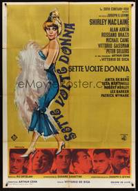 2e147 WOMAN TIMES SEVEN Italian 1p '67 different art of sexy Shirley MacLaine by Manfredo!