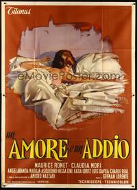 2e189 DONDE TU ESTES Italian 2p '64 art of sexy Claudia Mori alone in bed by Serafini!