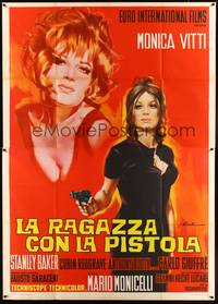 2e202 GIRL WITH A PISTOL Italian 2p '68 best different art of sexy Monica Vitti by Olivetti!