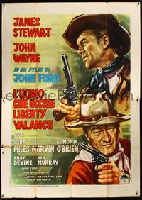 2e228 MAN WHO SHOT LIBERTY VALANCE Italian 2p '62 John Wayne & James Stewart, John Ford, different!