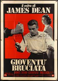 2e245 REBEL WITHOUT A CAUSE Italian 2p R75 Nicholas Ray, c/u of James Dean in knife fight!