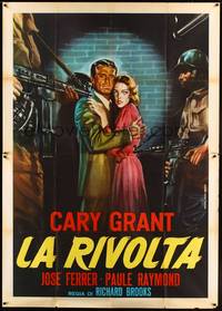 2e180 CRISIS Italian 2p R60s different art of surrounded Cary Grant & Paula Raymond by Piovano!