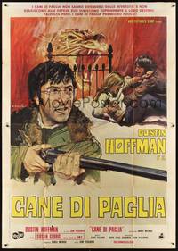 2e260 STRAW DOGS Italian 2p '72 Peckinpah, completely different art of Dustin Hoffman by Ciriello!