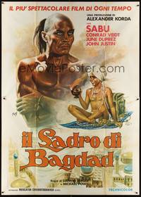 2e267 THIEF OF BAGDAD Italian 2p R75 art of genie Rex Ingram & Sabu on flying carpet by Mos!